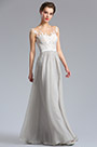 Elegant A Line Sleeveless Grey Chiffon Evening Dress