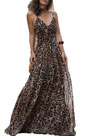 Spaghetti Leopard Sommerkleid Bedrucktes Kleid