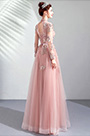 High Neck Long Sleeves Embroidery Party Prom Dress