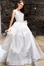 White Lace Applique Layer Tulle Women Wedding Dress
