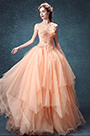 Robe de Bal Orange En Tulle Avec Boderie