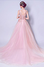 Robe de Soirée Tulle Elégante Rose En V Col