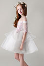 Schulterfrei Tüll Blumenmädchen Kleid Kleines Kleid