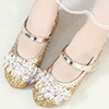 Girl's Round Toe Sequins Flat Flower Dance Shoes