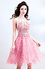Leuchtend Rosa Perlen süß Cocktailparty Kleid