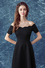 Elegant Frei Schulter Schwarz Damen Party Kleid