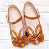 Girl's Closed Toe Leather Flat Buckle Flower Shoes