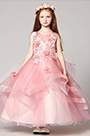 Robe de Princesse Rose En Tulle Avec Fleurs