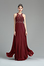 Burgundy Beaded Sequin Evening Dressing Gown