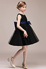 Robe de Filles Noire avec Nœud Papillon Bleu