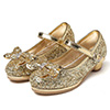 Girl's Sequin Round Toe Leather Flat Heel Flower Girl Shoes
