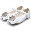 Girl's Round Toe Leather Buckle  Flat Flower Dance Shoes
