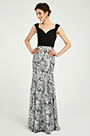 Elegant Velvet&Print Straps Evening Dress Prom Gown