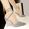 Women's Elegant Sequins Buckle High Heel Sandals Shoes