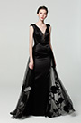 Nouvelle Robe de Soirée Noire V Col en Dentelles