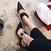 Women Satin Toe Closed High Heels Shoes