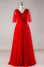 Elegant Red A-line Evening Dress Plus Size Dress