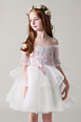 Schulterfrei Tüll Blumenmädchen Kleid Kleines Kleid