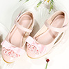 Girl's Round Toe Leather Flat Flower Girl Dance Shoe