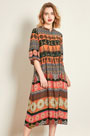 Classic Silk Long Sleeves Printed Tunic Dress