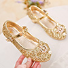 Girl's Crown Sequin Round Toe Leather Flat Heel Flower Girl Shoes