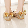 Girl's Round Toe Sequins Flat Flower Dance Shoes