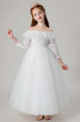 Princess Off Shoulder Children Wedding Flower Girl Dress