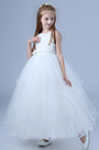 White Princess Lace Wedding Flower Girl Dress