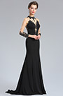 Robe de Soirée Noire Longue avec Dentelle et Tulle