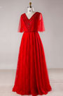 Elegant Red A-line Evening Dress Plus Size Dress