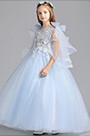 Robe Pour Fille Longue Bleu Claire En Tulle
