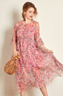 Round Neck Silk Chiffon Printed Dress Summer Dress