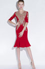 Neu Rot mit Goldstickerei Kurzes Partykleid