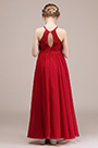 Red Long Halter Flower Girl Stage Dress