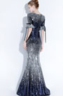 Sexy Sequins Mid Sleeves Mermaid Party Prom Dress