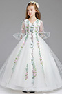 White Long Flower Girl Wedding Party Dress