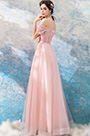 Розовое бальное платье с вышивкой с открытыми плечами