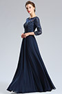 Sleeves Navy Blue Evening Dress Formal Gown