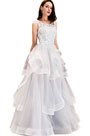 White Lace Applique Layer Tulle Women Wedding Dress