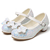 Girl's Sequin Round Toe Leather Flat Heel Flower Girl Shoes
