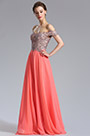 Coral Schulterfrei Perlen Damen Abendkleid Party