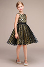 Robe de Fille Courte Doré & Point Noire