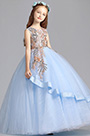 Princess Blue Children Wedding Flower Girl Dress
