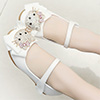 Girl's Round Toe Leather Buckle  Flat Flower Dance Shoes