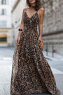 Spaghetti Leopard Sommerkleid Bedrucktes Kleid