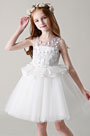 Princess White Sleeveless Wedding Flower Girl Dress