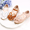 Girl's Closed Toe Leather Flat Buckle Flower Shoes