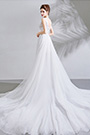 Robe de Mariée Longue Blanc En Dentelle V Col