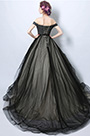 Robe de Bal Noire Épaules Dénudées En Tulle