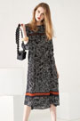 Silk Round Neck Printed Dress Day Dress